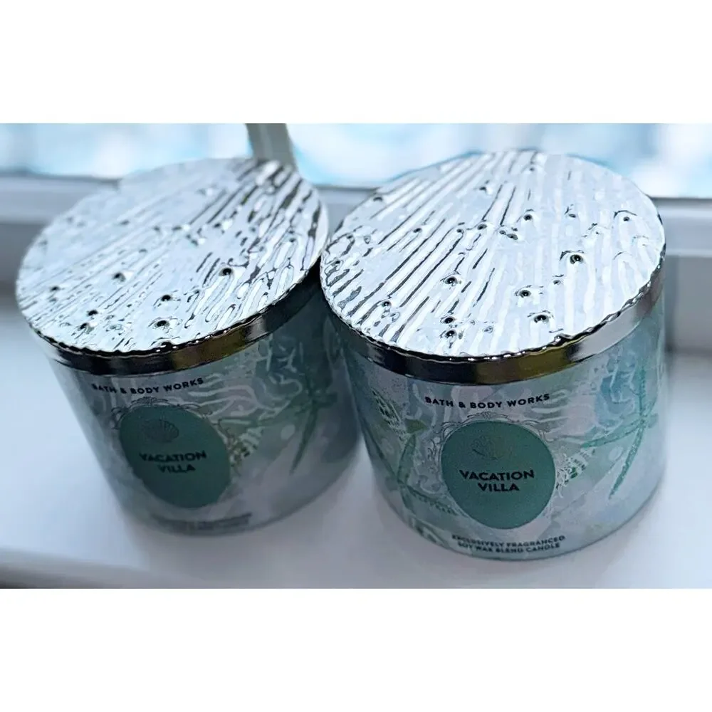 Lot of 2 Bath & Body Works Vacation Villa Large 3-Wick Candle 14.5oz